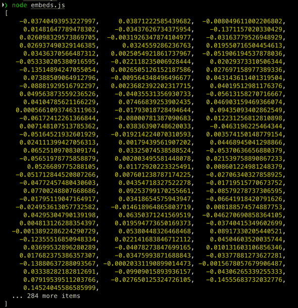 Full embedding output